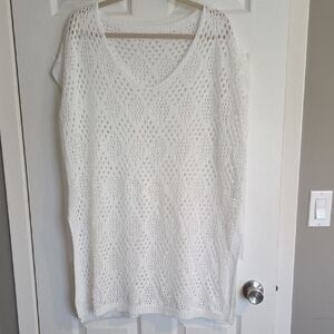 Women's White Crochet Swim Cover-Up Tunic